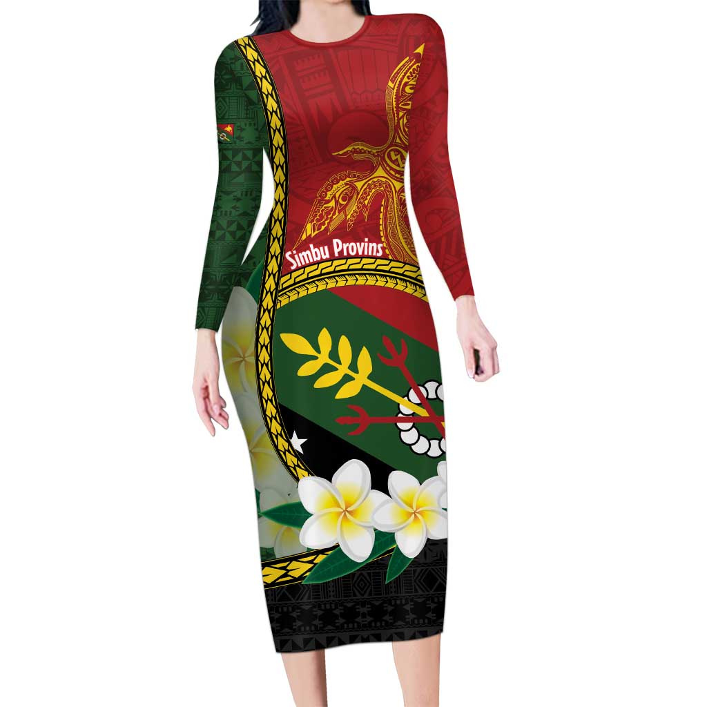 Personalised PNG Simbu Provins Family Matching Long Sleeve Bodycon Dress and Hawaiian Shirt Papua New Guinea Plumeria Melanesian Pattern - Polynesian Pride