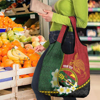 Personalised PNG Simbu Provins Grocery Bag Papua New Guinea Plumeria Melanesian Pattern - Polynesian Pride