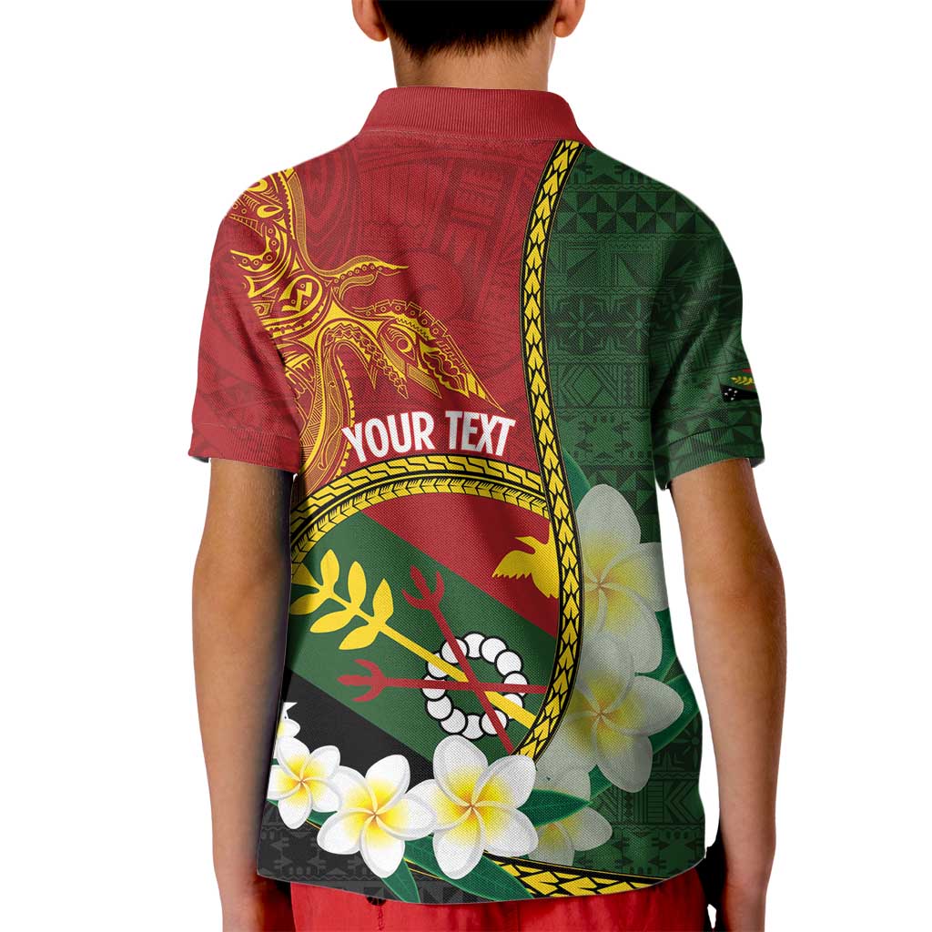 Personalised PNG Simbu Provins Kid Polo Shirt Papua New Guinea Plumeria Melanesian Pattern - Polynesian Pride