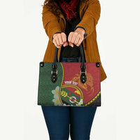 Personalised PNG Simbu Provins Leather Bag Papua New Guinea Plumeria Melanesian Pattern - Polynesian Pride