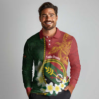 Personalised PNG Simbu Provins Long Sleeve Polo Shirt Papua New Guinea Plumeria Melanesian Pattern - Polynesian Pride