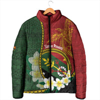 Personalised PNG Simbu Provins Padded Jacket Papua New Guinea Plumeria Melanesian Pattern - Polynesian Pride