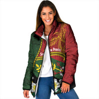 Personalised PNG Simbu Provins Padded Jacket Papua New Guinea Plumeria Melanesian Pattern - Polynesian Pride