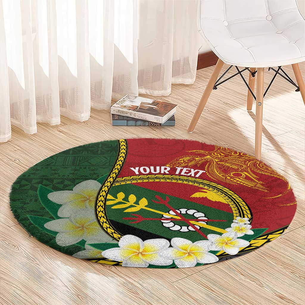Personalised PNG Simbu Provins Round Carpet Papua New Guinea Plumeria Melanesian Pattern - Polynesian Pride