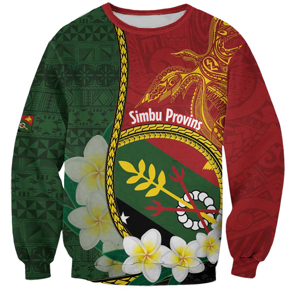 Personalised PNG Simbu Provins Sweatshirt Papua New Guinea Plumeria Melanesian Pattern - Polynesian Pride