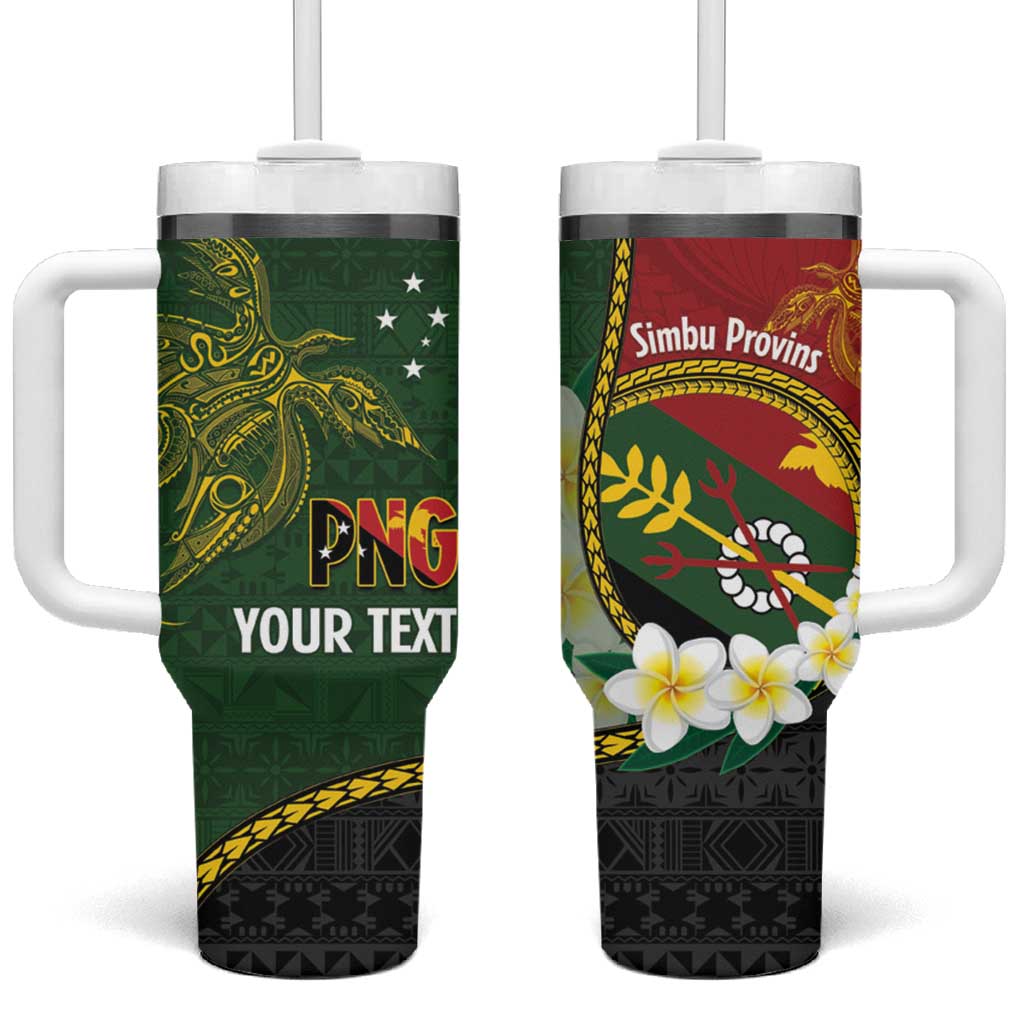 Personalised PNG Simbu Provins Tumbler With Handle Papua New Guinea Plumeria Melanesian Pattern - Polynesian Pride