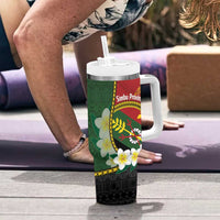 Personalised PNG Simbu Provins Tumbler With Handle Papua New Guinea Plumeria Melanesian Pattern - Polynesian Pride