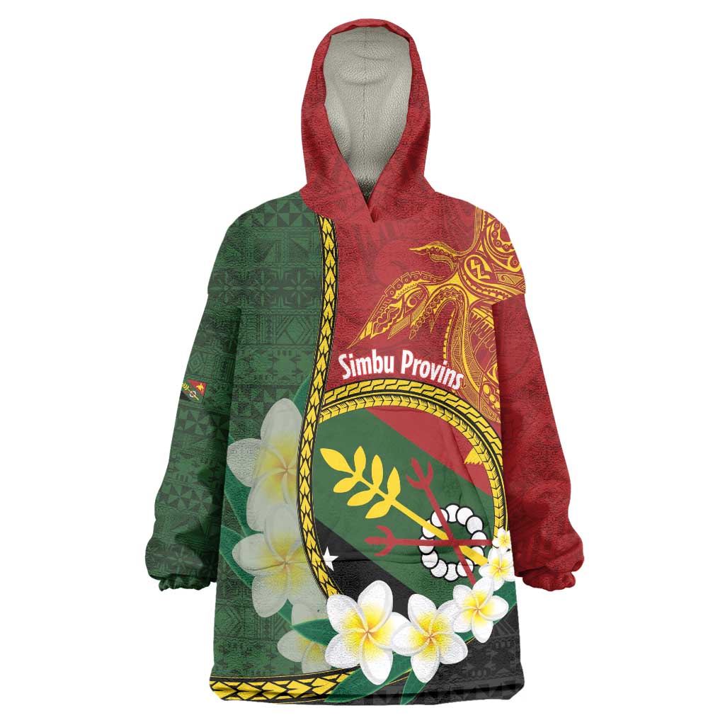 Personalised PNG Simbu Provins Wearable Blanket Hoodie Papua New Guinea Plumeria Melanesian Pattern - Polynesian Pride