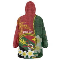 Personalised PNG Simbu Provins Wearable Blanket Hoodie Papua New Guinea Plumeria Melanesian Pattern - Polynesian Pride