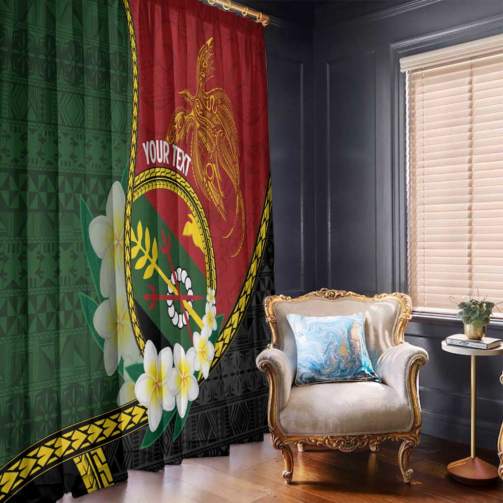 Personalised PNG Simbu Provins Window Curtain Papua New Guinea Plumeria Melanesian Pattern - Polynesian Pride