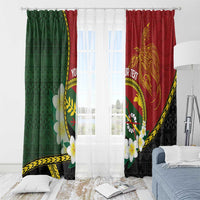 Personalised PNG Simbu Provins Window Curtain Papua New Guinea Plumeria Melanesian Pattern - Polynesian Pride