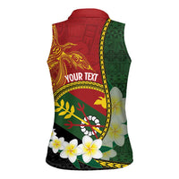 Personalised PNG Simbu Provins Women Sleeveless Polo Shirt Papua New Guinea Plumeria Melanesian Pattern - Polynesian Pride