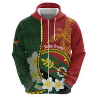 Personalised PNG Simbu Provins Zip Hoodie Papua New Guinea Plumeria Melanesian Pattern - Polynesian Pride