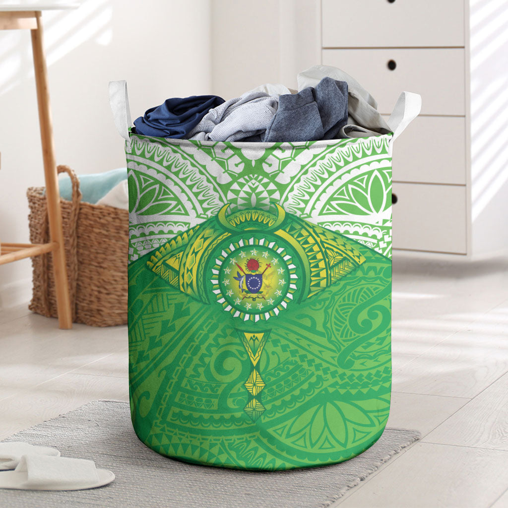 Cook Islands Manta Ray Laundry Basket Kuki Airani Tattoo Green Color LT14 Green - Polynesian Pride