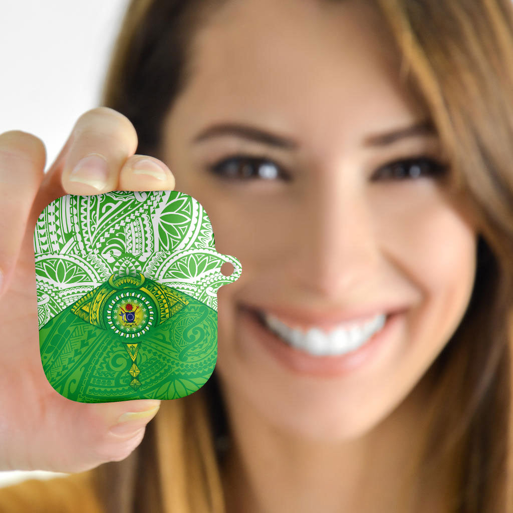 Cook Islands Manta Ray AirPods Case Kuki Airani Tattoo Green Color