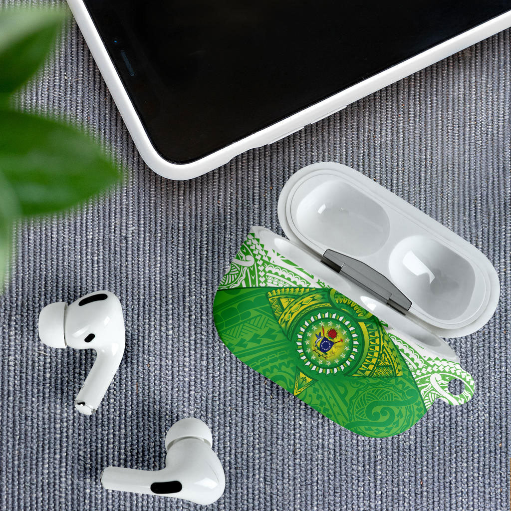 Cook Islands Manta Ray AirPods Case Kuki Airani Tattoo Green Color