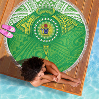 Cook Islands Manta Ray Beach Blanket Kuki Airani Tattoo Green Color