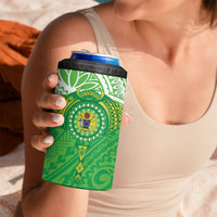Cook Islands Manta Ray 4 in 1 Can Cooler Tumbler Kuki Airani Tattoo Green Color