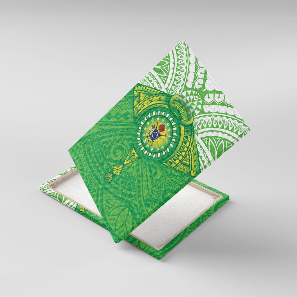 Cook Islands Manta Ray Canvas Wall Art Kuki Airani Tattoo Green Color