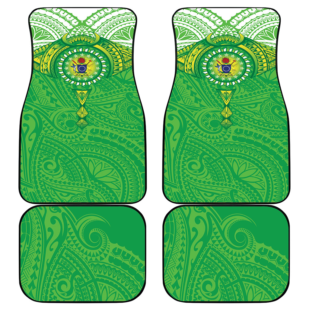 Cook Islands Manta Ray Car Mats Kuki Airani Tattoo Green Color