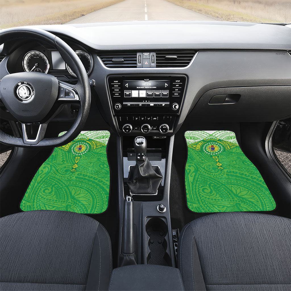 Cook Islands Manta Ray Car Mats Kuki Airani Tattoo Green Color