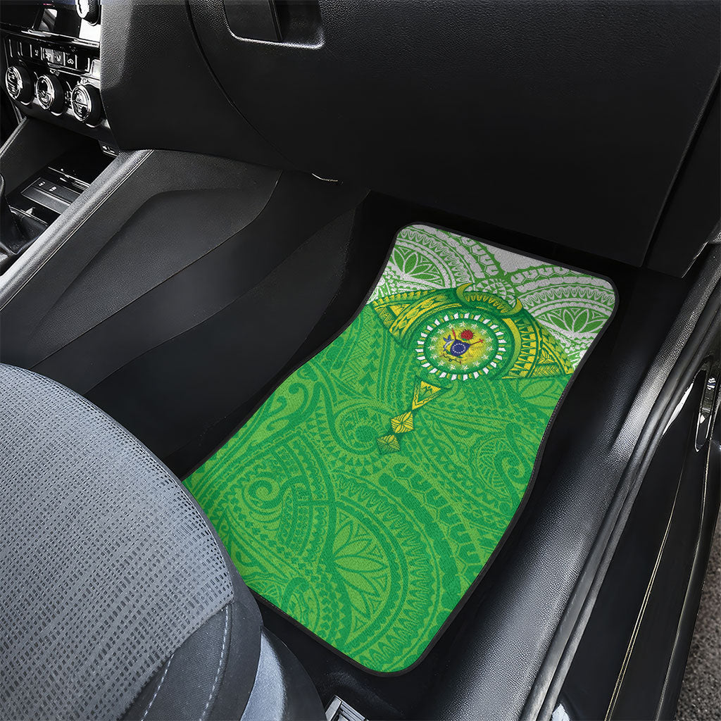 Cook Islands Manta Ray Car Mats Kuki Airani Tattoo Green Color