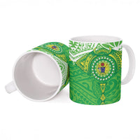 Cook Islands Manta Ray Ceramic Mug Kuki Airani Tattoo Green Color