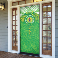 Cook Islands Manta Ray Door Cover Kuki Airani Tattoo Green Color