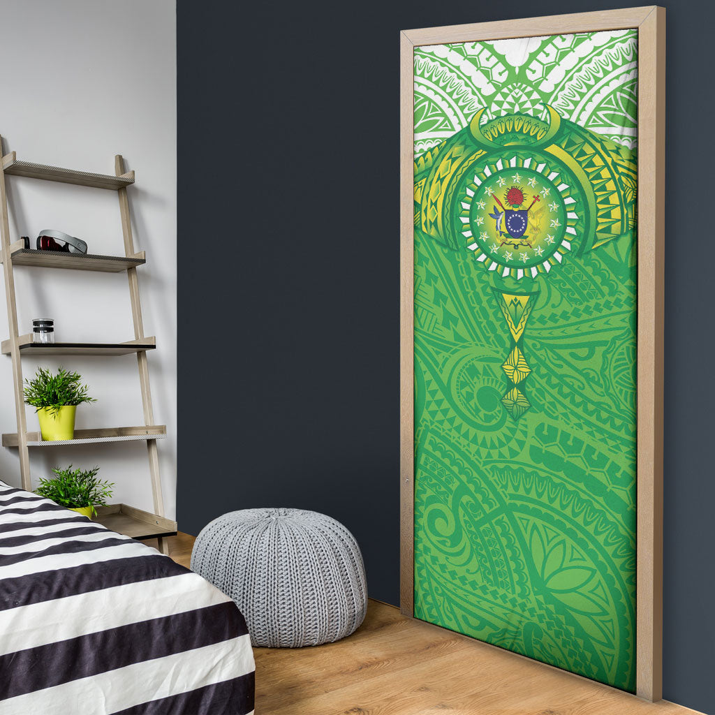 Cook Islands Manta Ray Door Cover Kuki Airani Tattoo Green Color