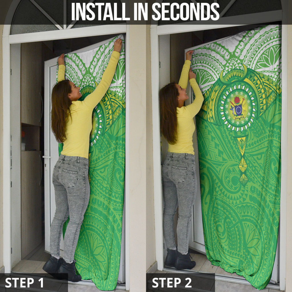 Cook Islands Manta Ray Door Cover Kuki Airani Tattoo Green Color