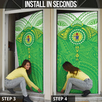 Cook Islands Manta Ray Door Cover Kuki Airani Tattoo Green Color