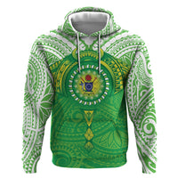 Cook Islands Manta Ray Hoodie Kuki Airani Tattoo Green Color