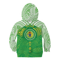 Cook Islands Manta Ray Kid Hoodie Kuki Airani Tattoo Green Color