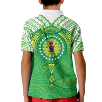 Cook Islands Manta Ray Kid Polo Shirt Kuki Airani Tattoo Green Color