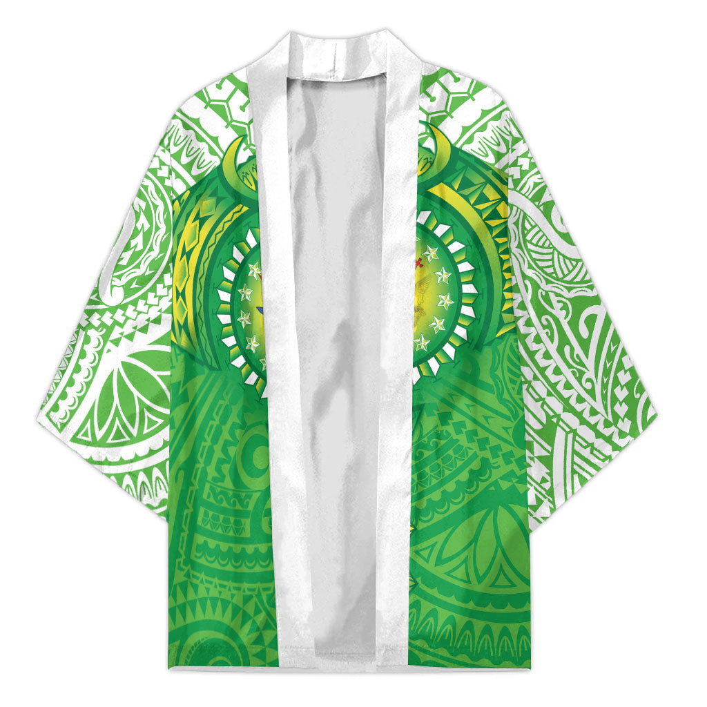 Cook Islands Manta Ray Kimono Kuki Airani Tattoo Green Color LT14 Unisex Green - Polynesian Pride