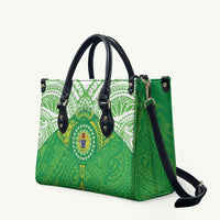 Cook Islands Manta Ray Leather Bag Kuki Airani Tattoo Green Color