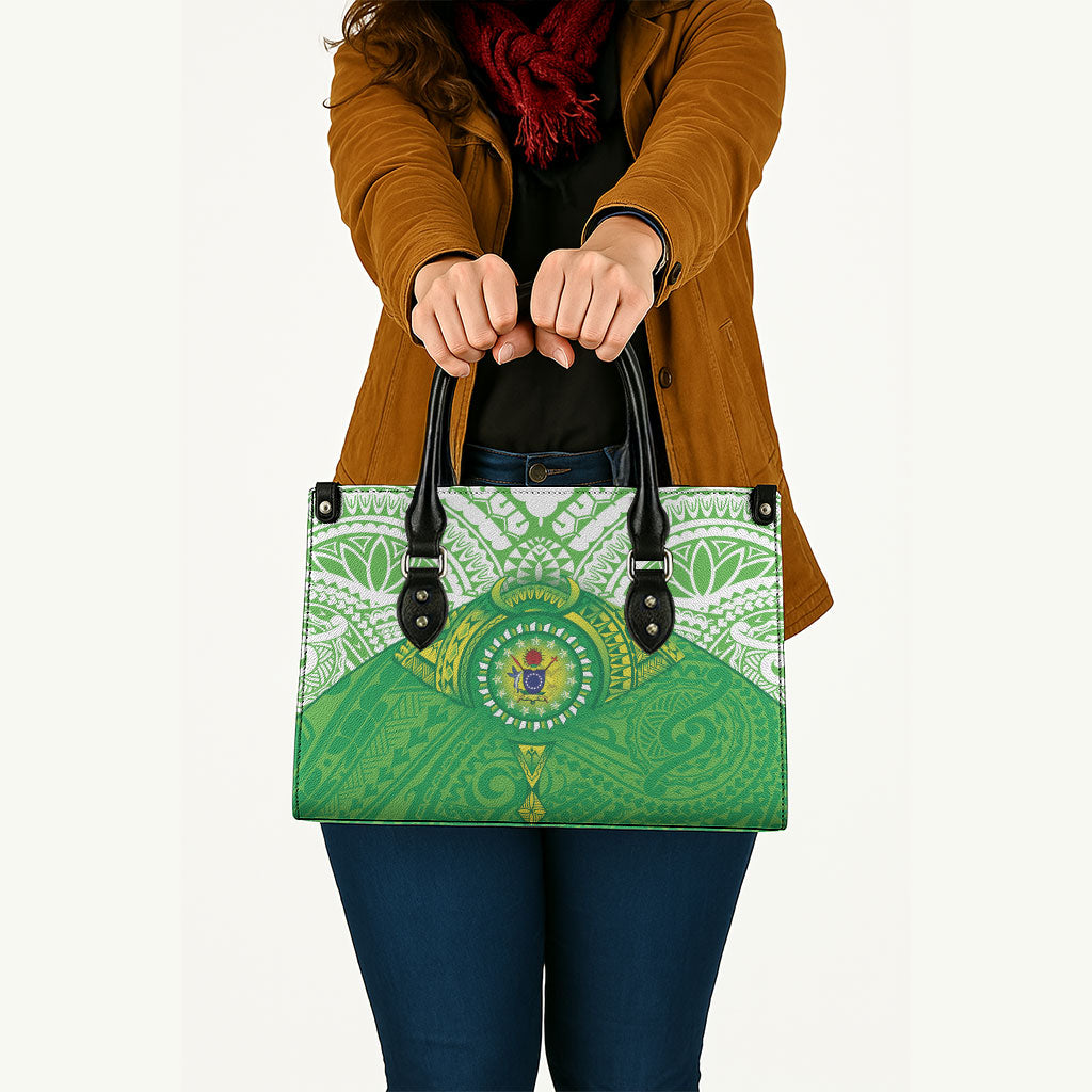 Cook Islands Manta Ray Leather Bag Kuki Airani Tattoo Green Color