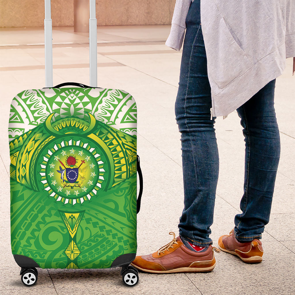 Cook Islands Manta Ray Luggage Cover Kuki Airani Tattoo Green Color LT14 Green - Polynesian Pride