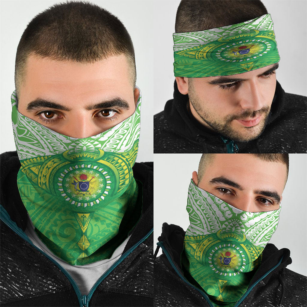 Cook Islands Manta Ray Neck Gaiter Kuki Airani Tattoo Green Color