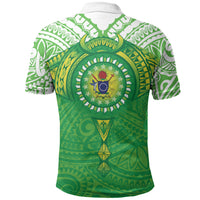 Cook Islands Manta Ray Polo Shirt Kuki Airani Tattoo Green Color