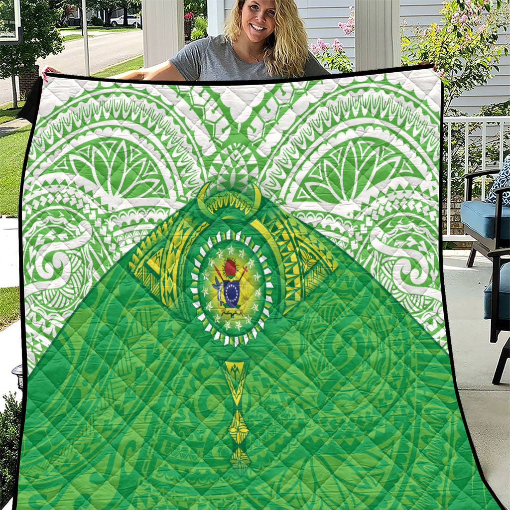 Cook Islands Manta Ray Quilt Kuki Airani Tattoo Green Color LT14 Green - Polynesian Pride