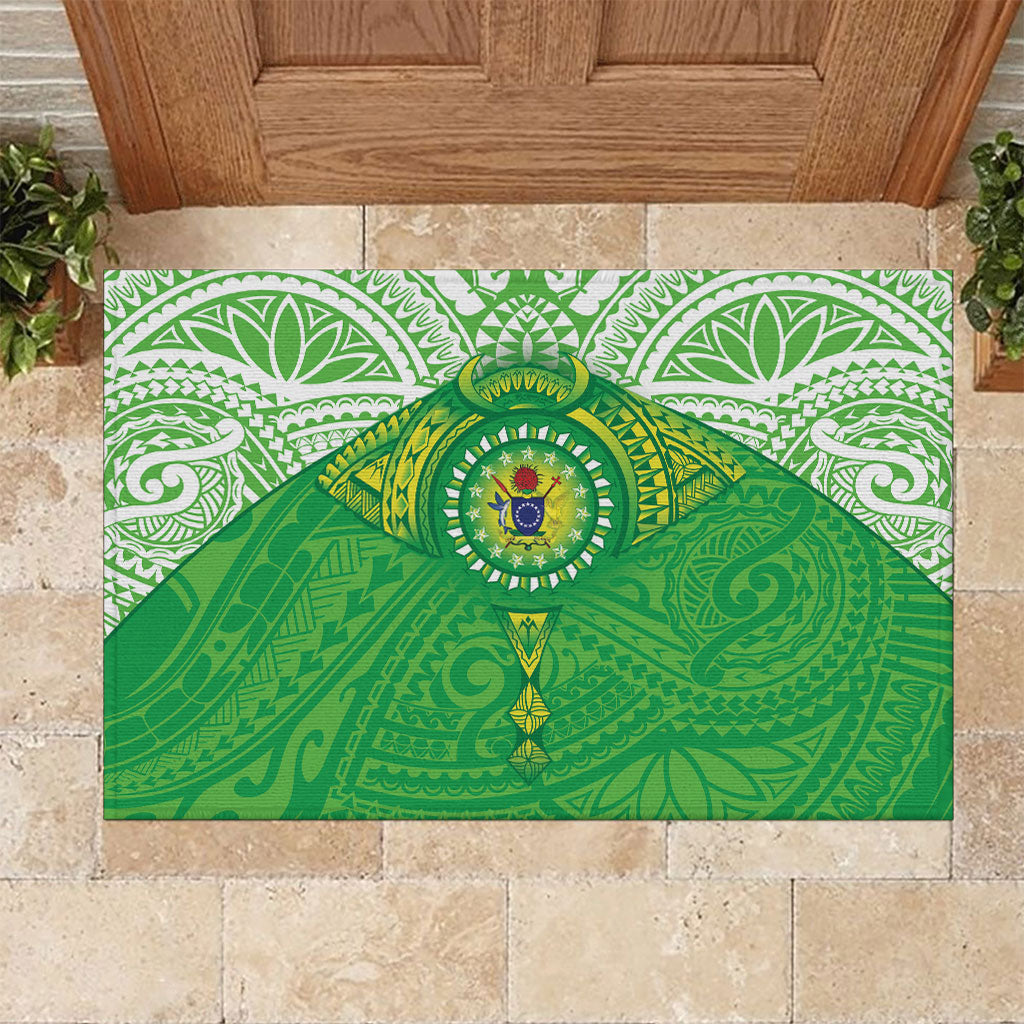 Cook Islands Manta Ray Rubber Doormat Kuki Airani Tattoo Green Color LT14 Green - Polynesian Pride