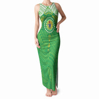 Cook Islands Manta Ray Tank Maxi Dress Kuki Airani Tattoo Green Color