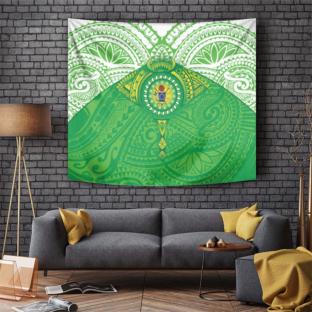 Cook Islands Manta Ray Tapestry Kuki Airani Tattoo Green Color LT14 Green - Polynesian Pride