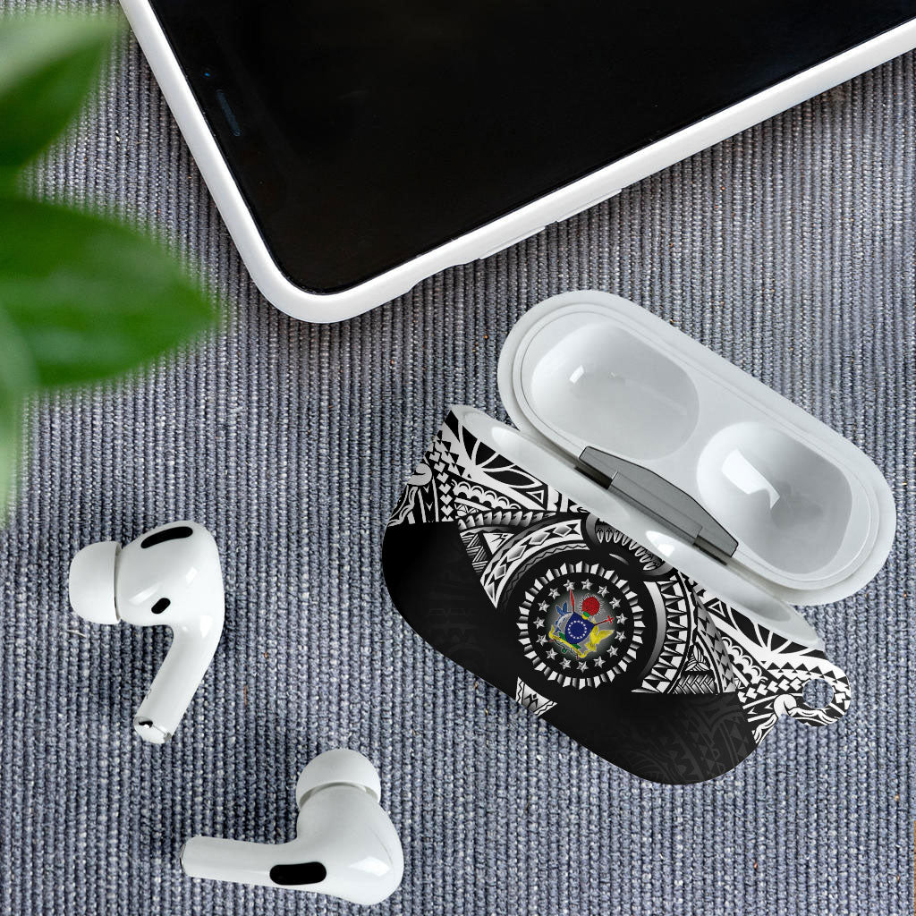 Cook Islands Manta Ray AirPods Case Kuki Airani Tattoo Black Color