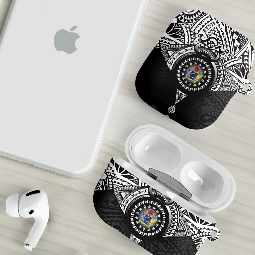Cook Islands Manta Ray AirPods Case Kuki Airani Tattoo Black Color