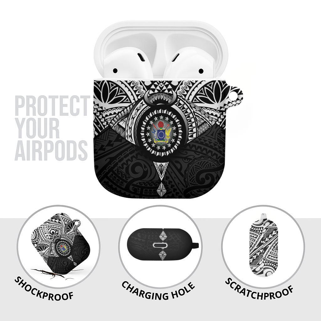 Cook Islands Manta Ray AirPods Case Kuki Airani Tattoo Black Color