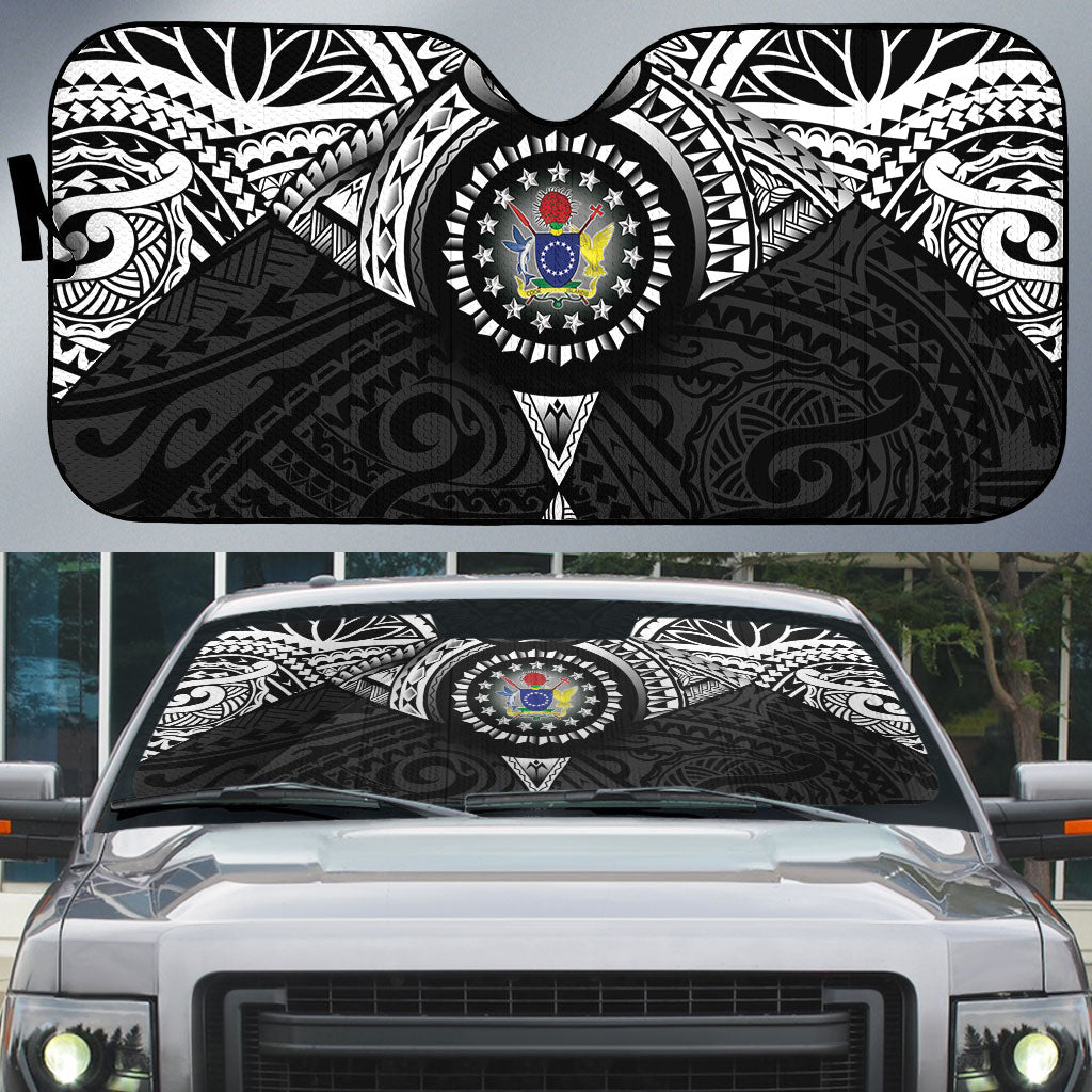 Cook Islands Manta Ray Auto Sun Shade Kuki Airani Tattoo Black Color