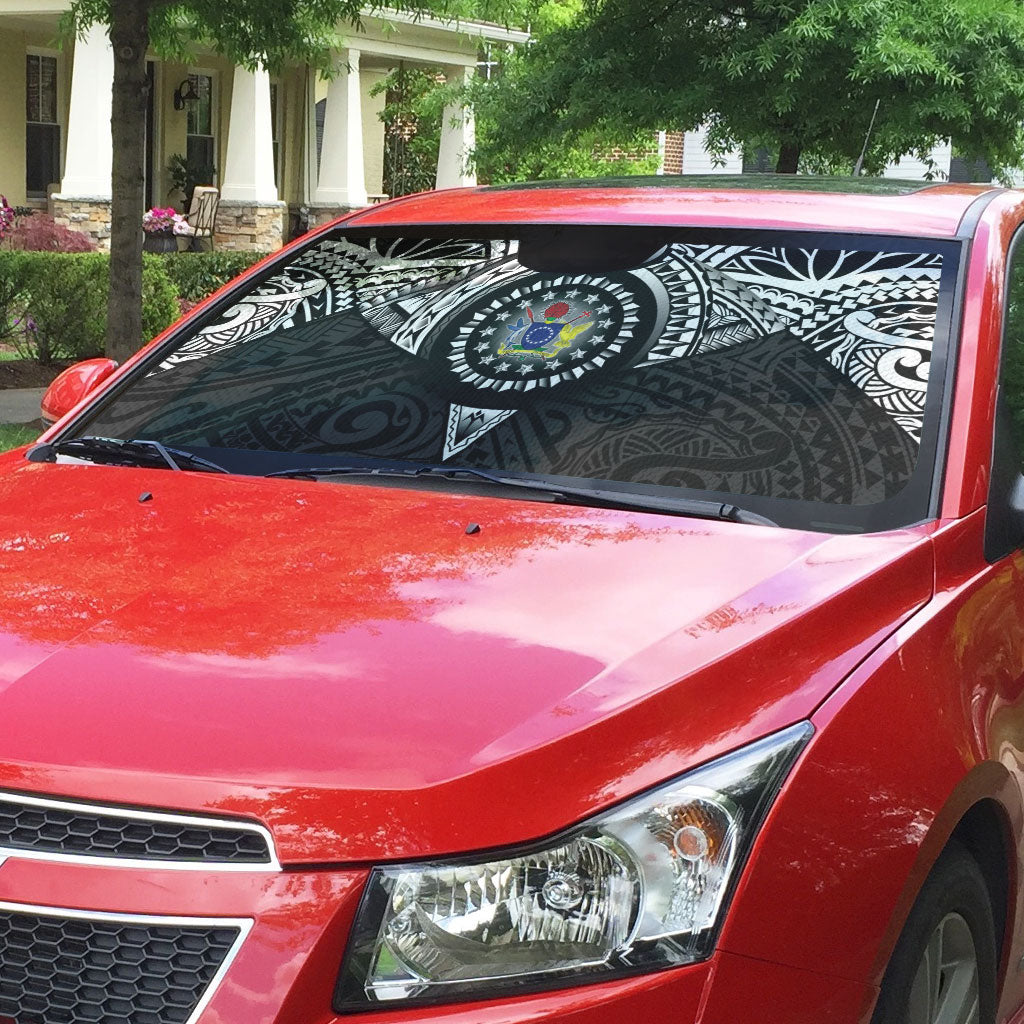 Cook Islands Manta Ray Auto Sun Shade Kuki Airani Tattoo Black Color
