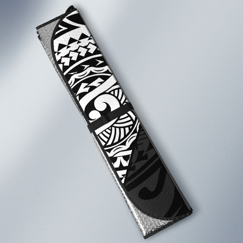 Cook Islands Manta Ray Auto Sun Shade Kuki Airani Tattoo Black Color